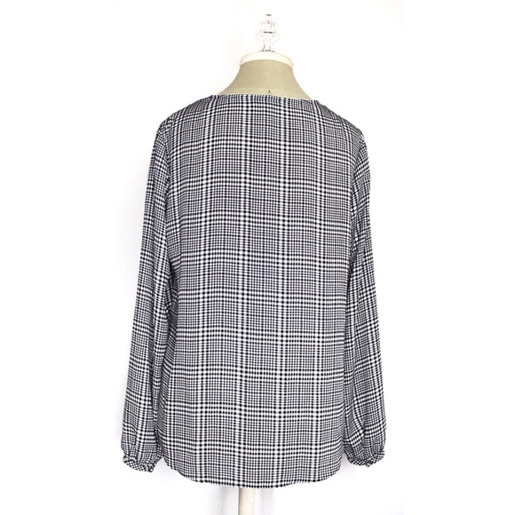 WHBM Gingham Balloon Sleeve Blouse Tops 8 Preowned - Picture 7 of 8